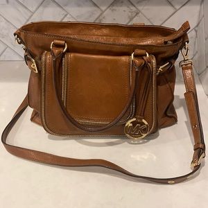 Michael Kors brown leather crossbody purse